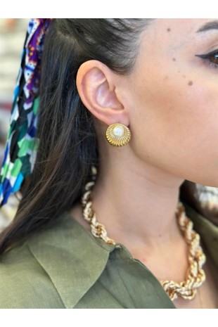 İnci Küpe - Altın İnci Küpe - Altın