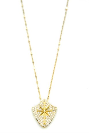 Taşlı Kutup Yıldızı Kolye - Altın