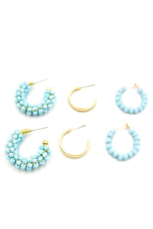 Boncuklu Küpe Seti - Turkuaz