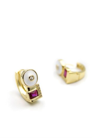 Taşlı Küpe - Kırmızı Taşlı Küpe - Kırmızı