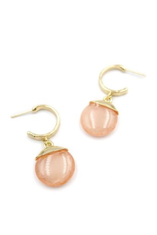 Taşlı Halkalı Küpe - Pembe Taşlı Halkalı Küpe - Pembe