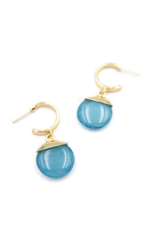 Taşlı Halkalı Küpe - Turkuaz Taşlı Halkalı Küpe - Turkuaz