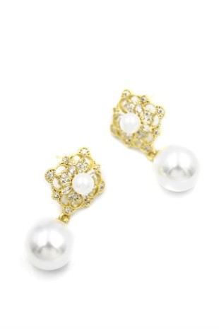 İncili Küpe - Altın İncili Küpe - Altın