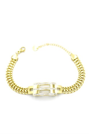 Taşlı Zincir Bileklik - Altın