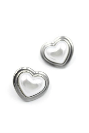 İnci Kalp Küpe - Gümüş İnci Kalp Küpe - Gümüş