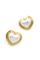 İnci Kalp Küpe - Altın