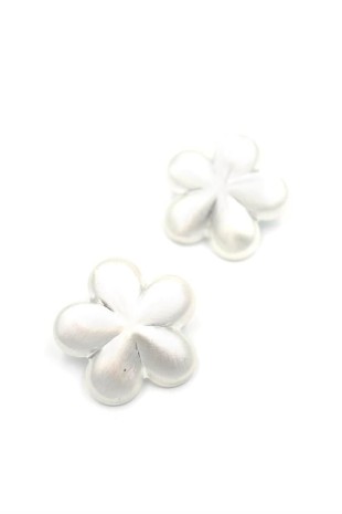 Metal Çiçek Küpe - Gümüş