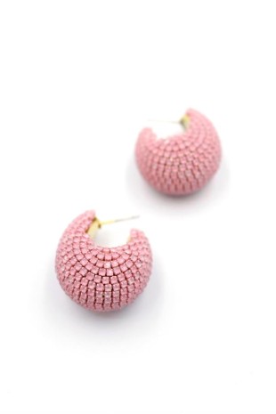 Taşlı Halka Küpe - Pembe Taşlı Halka Küpe - Pembe