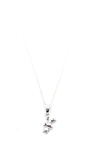 Peluş Tavşan Figürü Kolye - Gümüş Peluş Tavşan Figürü Kolye - Gümüş