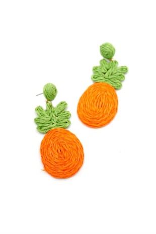 Ananas Hasır Küpe - Turuncu Ananas Hasır Küpe - Turuncu