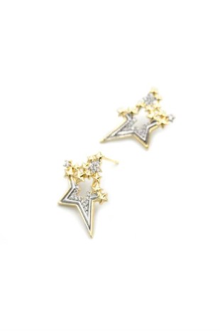 Taşlı Yıldız Küpe - Altın Taşlı Yıldız Küpe - Altın