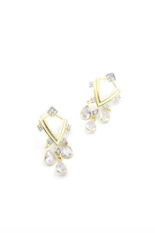 Taşlı Sallantılı Küpe - Altın Taşlı Sallantılı Küpe - Altın