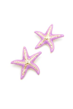 Mineli Deniz Yıldızı Küpe - Mor Mineli Deniz Yıldızı Küpe - Mor