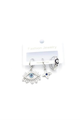 3'lü Göz Küpe - Gümüş