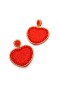 Kalp Boncuk Küpe - Kırmızı Kalp Boncuk Küpe - Kırmızı