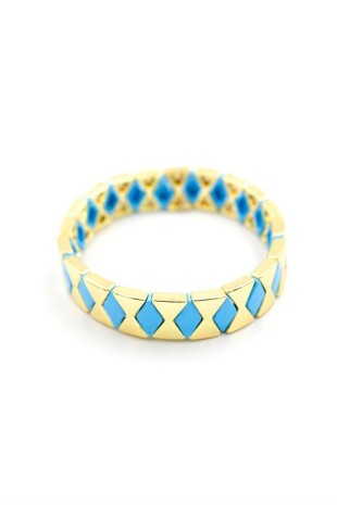 Lastikli Porselen Bilezik - Mavi Lastikli Porselen Bilezik - Mavi