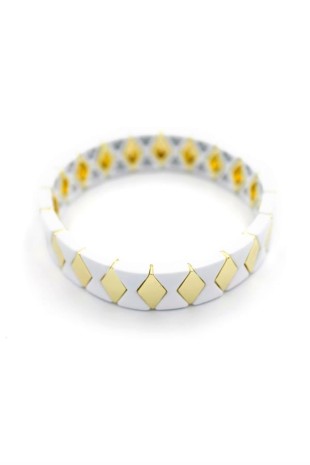 Lastikli Porselen Bilezik - Beyaz Lastikli Porselen Bilezik - Beyaz