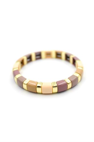 Lastikli Porselen Bilezik - Kahverengi Lastikli Porselen Bilezik - Kahverengi