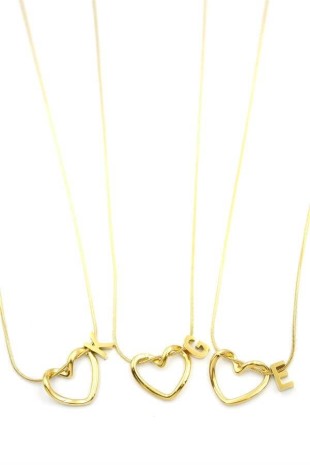 24'lü Kalp Harf Kolye - Altın