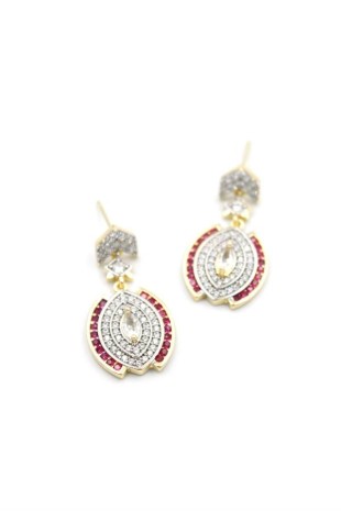 Taşlı Küpe - Pembe Taşlı Küpe - Pembe