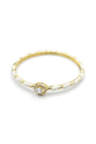 Mineli Taşlı Bilezik - Beyaz