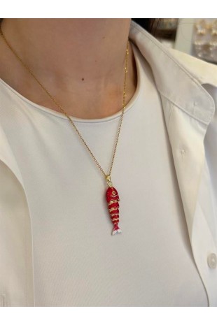 Balık Kolye - Kırmızı Balık Kolye - Kırmızı