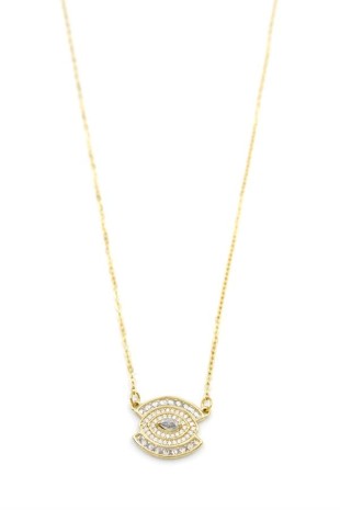 Taşlı Göz Kolye - Altın