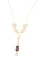 Pembe Taşlı Kolye - Altın