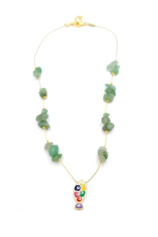 Kırıktaşlı Balık Kolye - Su Yeşili Kırıktaşlı Balık Kolye - Su Yeşili