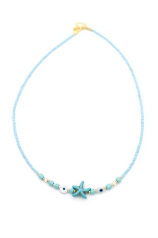 Boncuk Deniz Yıldzı Kolye - Mavi Boncuk Deniz Yıldzı Kolye - Mavi