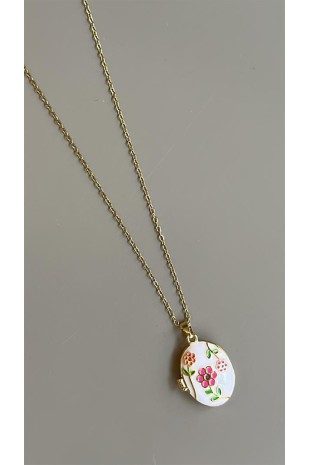 Çiçek Kapaklı Kolye - Altın