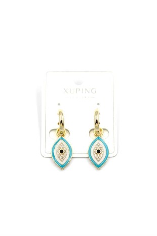 Mineli Nazar Küpe - 14K Altın Mineli Nazar Küpe - 14K Altın