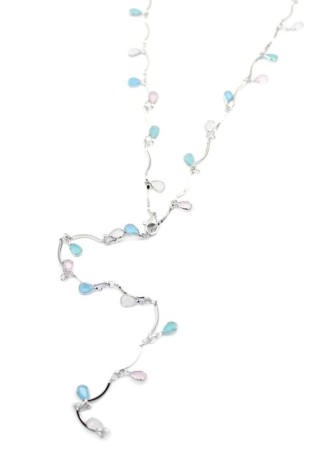 Taşlı Y Kolye - Gümüş