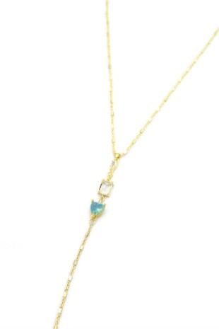 Taşlı Y Kolye - Altın