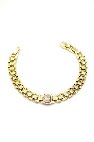 Taşlı Vip Bileklik - 14K Altın Taşlı Vip Bileklik - 14K Altın