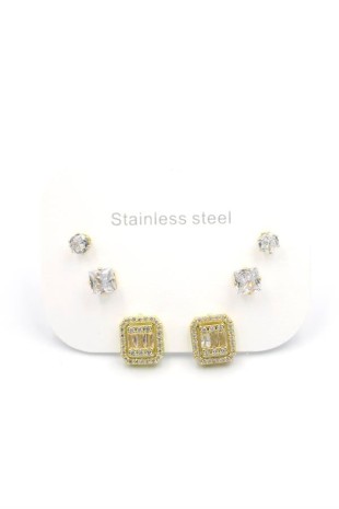 Çoklu Taşlı Küpe - Altın