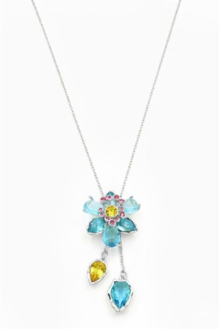 Swr Çiçek Kolye - Turkuaz