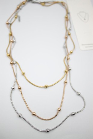 Çoklu Zincir Toplu Çelik Kolye - ÇOK RENKLİ