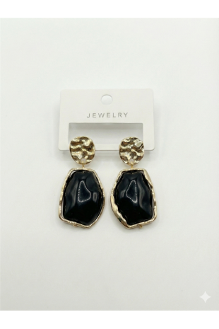 Akrilik Taşlı Küpe - Siyah