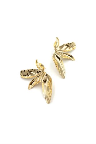 Plaka Yaprak Küpe - Altın Plaka Yaprak Küpe - Altın