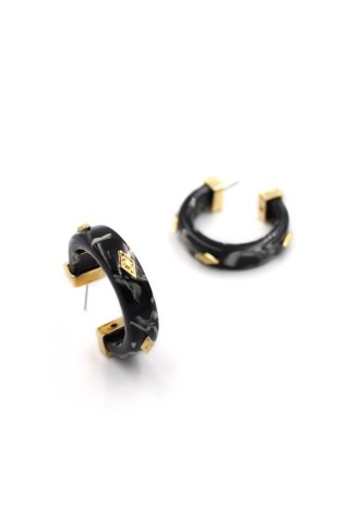 Kemik Halka Küpe - Siyah Kemik Halka Küpe - Siyah