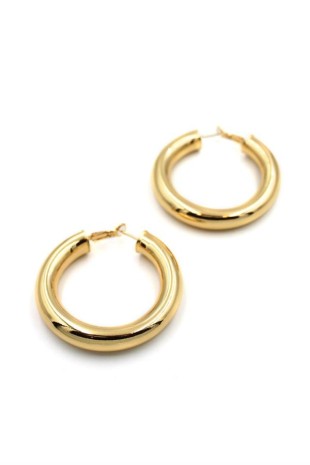 Metal Halka Küpe- Büyük - Altın