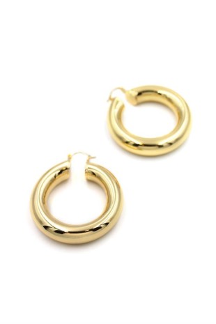 Metal Halka Küpe- Küçük - Altın