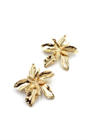 Plaka Yaprak Küpe - Altın