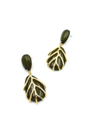 Yaprak Küpe - Yeşil Yaprak Küpe - Yeşil