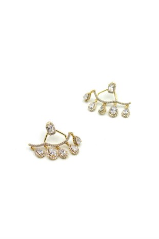 Damla Taşlı Küpe - Altın Damla Taşlı Küpe - Altın