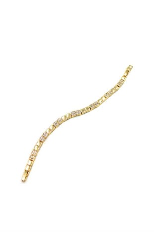 Taşlı Kare VİP Bileklik - Altın