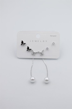 Çoklu Set Küpe - Gümüş Çoklu Set Küpe - Gümüş