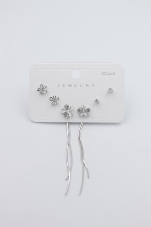 Çoklu Set Küpe - Gümüş