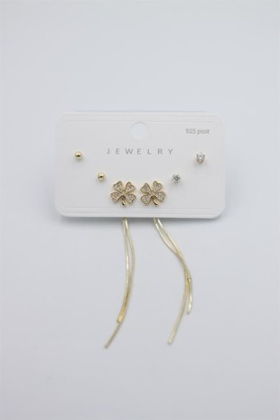 Çoklu Set Küpe - Altın